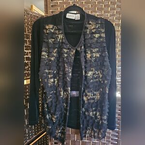 Chicos Black & Gold Cardi